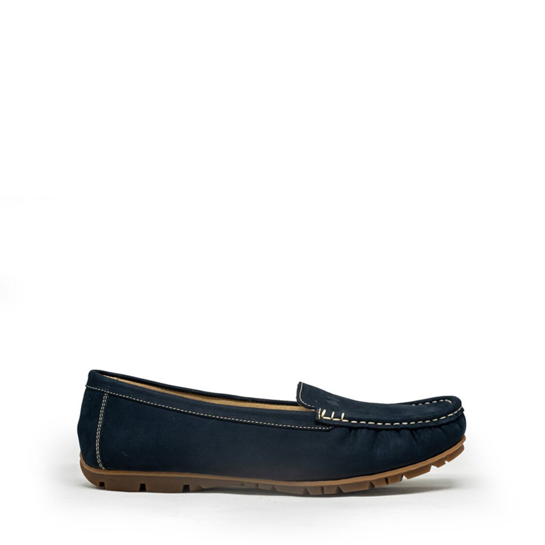 Caratti 3688 Ladies Leather Moccasins/Slip Ons (Blue)