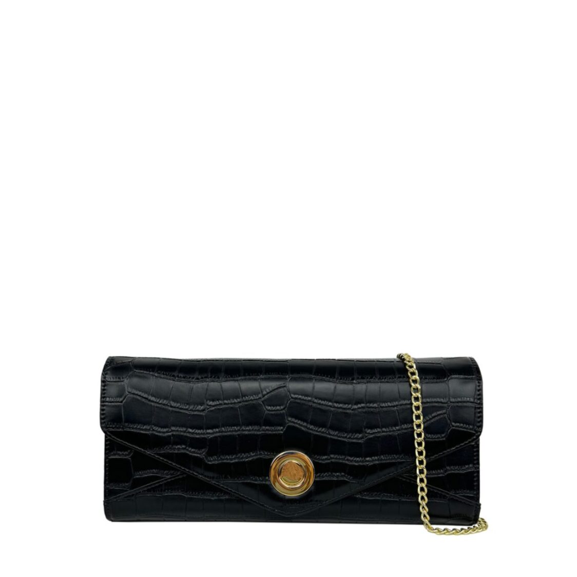 Mel&Co Croc Embossed Clutch Chain Sling Bag
