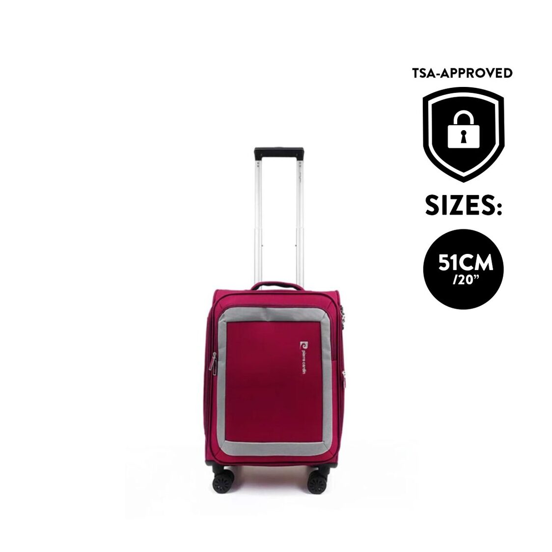 Pierre Cardin Luggage 4 Double Wheels Expandable Trolley Luggage Case (TSA Lock and Anti-Theft Zipper) - Red
