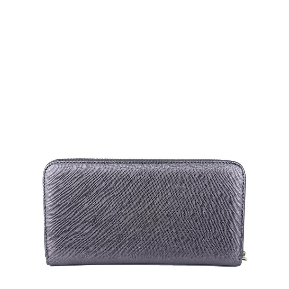 Mel&Co Saffiano Leatherette Zip-Around Long Wallet Gun