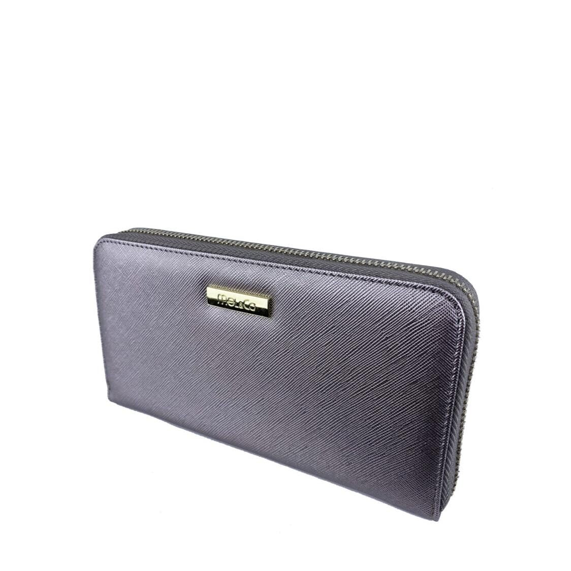 Mel&Co Saffiano Leatherette Zip-Around Long Wallet Gun