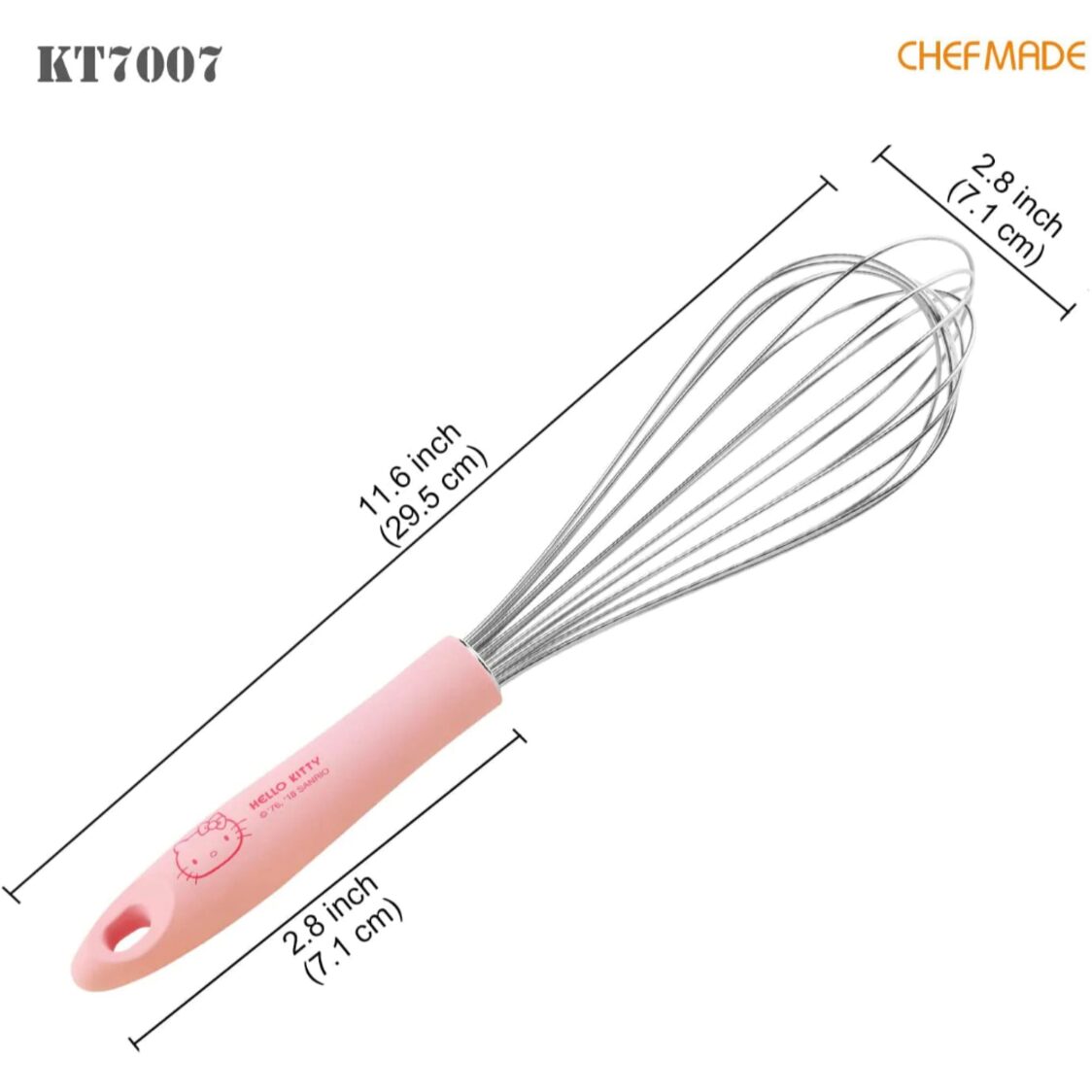 Chefmade Ss Whisk With Plastic Handle L29.5cm Pink Hello Kitty (1898cm-KT7007)