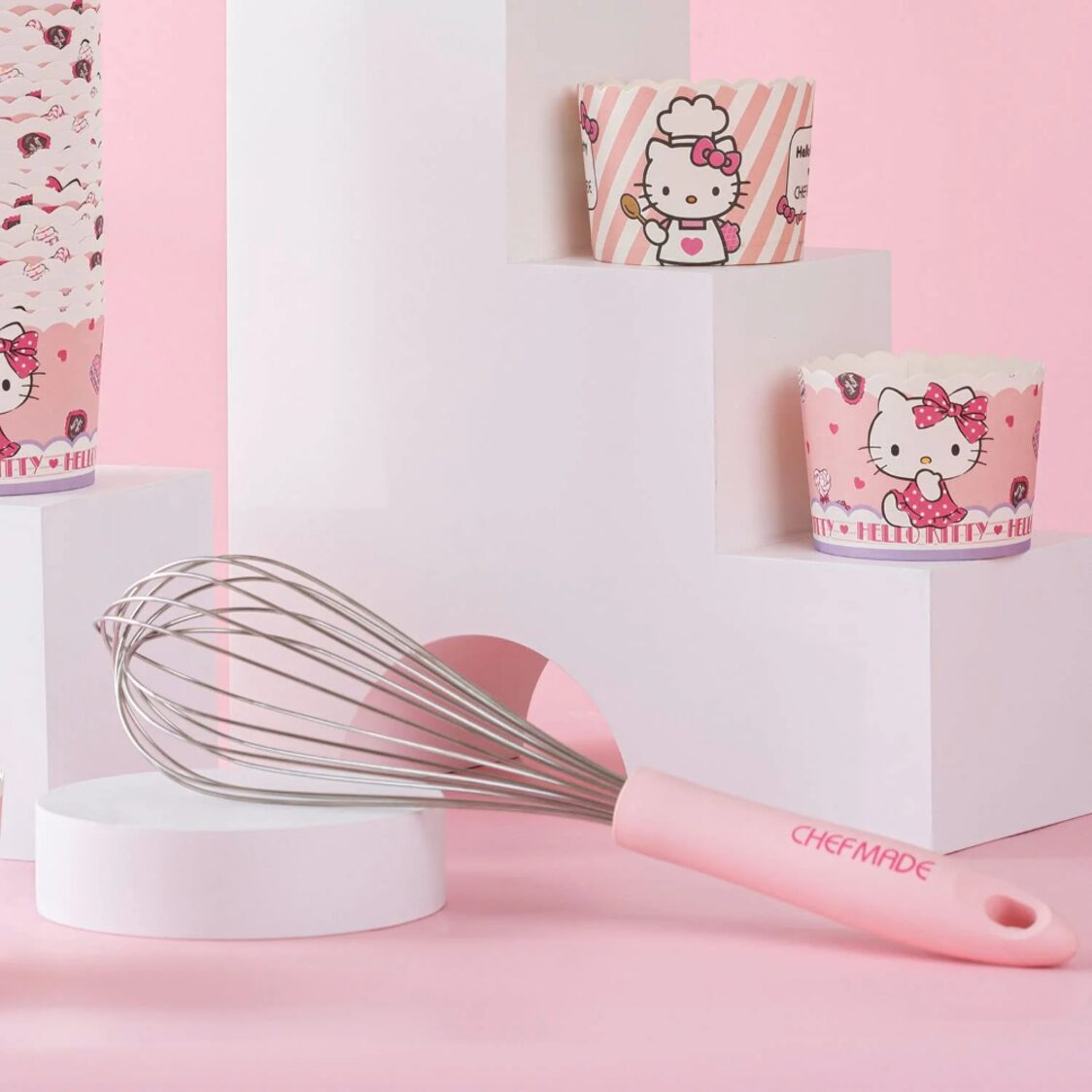Chefmade Ss Whisk With Plastic Handle L29.5cm Pink Hello Kitty (1898cm-KT7007)